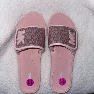 Michael Kors Pink Woven Slide Sandals, Size 11